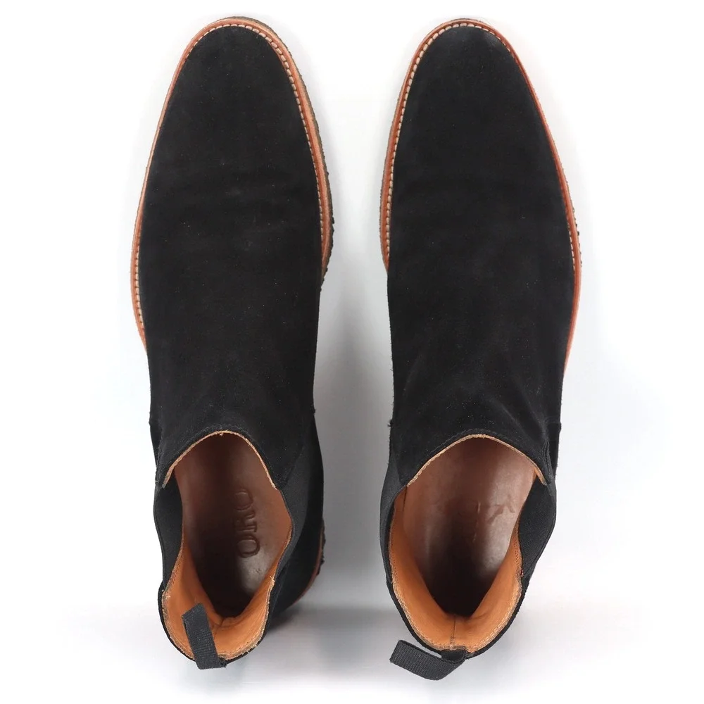 ORO Los Angeles Chelsea Boots Mens 10 Black Suede Crepe Sole Casual Dress Shoes
